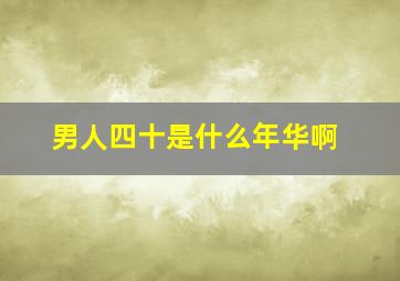 男人四十是什么年华啊