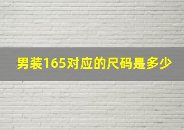 男装165对应的尺码是多少