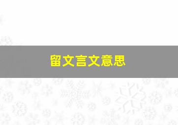 留文言文意思