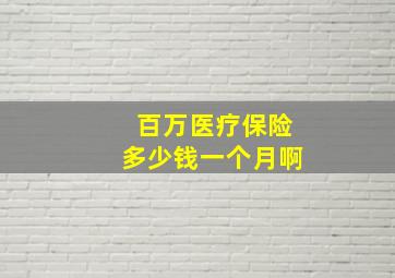 百万医疗保险多少钱一个月啊