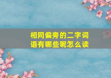 相同偏旁的二字词语有哪些呢怎么读