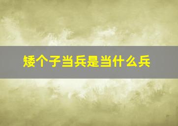 矮个子当兵是当什么兵