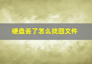 硬盘丢了怎么找回文件