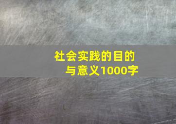 社会实践的目的与意义1000字