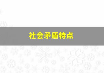 社会矛盾特点