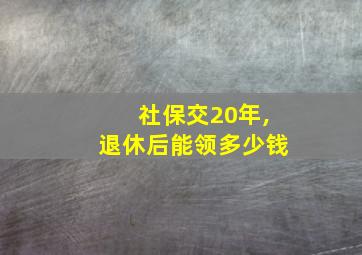 社保交20年,退休后能领多少钱