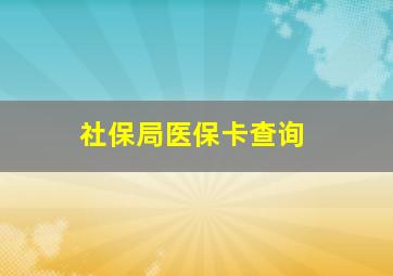 社保局医保卡查询