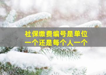 社保缴费编号是单位一个还是每个人一个