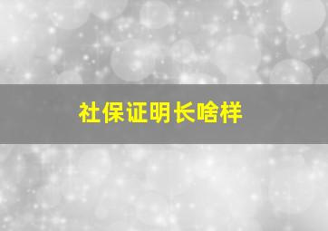 社保证明长啥样