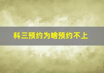 科三预约为啥预约不上