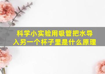 科学小实验用吸管把水导入另一个杯子里是什么原理