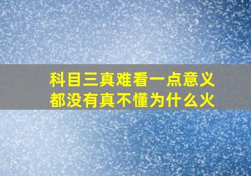 科目三真难看一点意义都没有真不懂为什么火