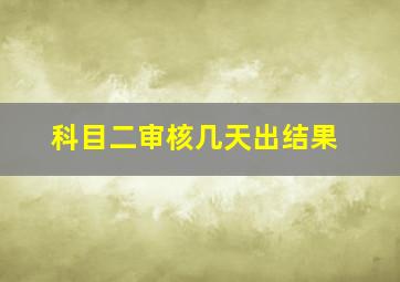 科目二审核几天出结果