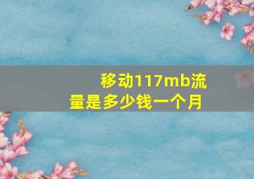 移动117mb流量是多少钱一个月