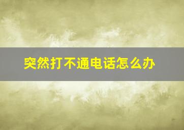 突然打不通电话怎么办