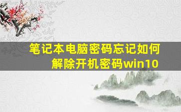 笔记本电脑密码忘记如何解除开机密码win10