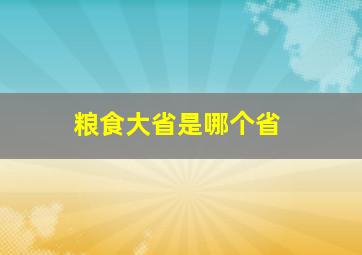 粮食大省是哪个省