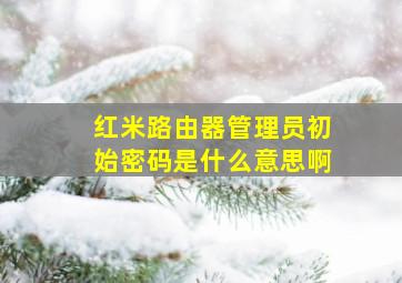 红米路由器管理员初始密码是什么意思啊