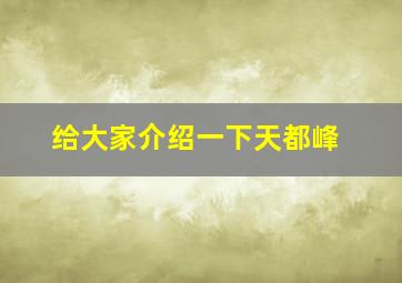 给大家介绍一下天都峰