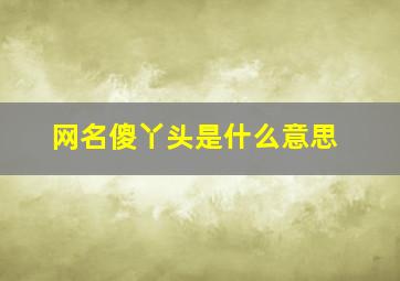 网名傻丫头是什么意思