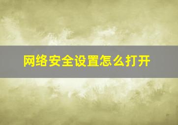 网络安全设置怎么打开