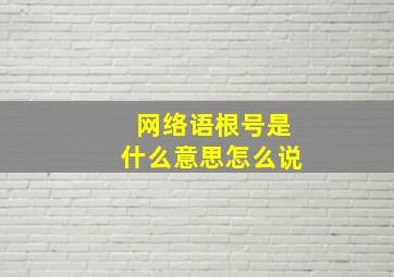 网络语根号是什么意思怎么说