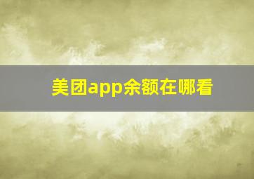 美团app余额在哪看