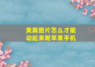 美篇图片怎么才能动起来呢苹果手机