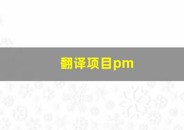 翻译项目pm