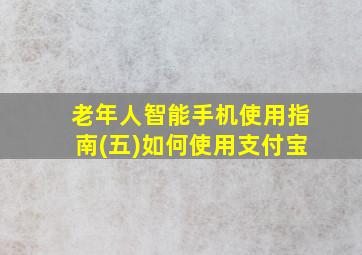 老年人智能手机使用指南(五)如何使用支付宝