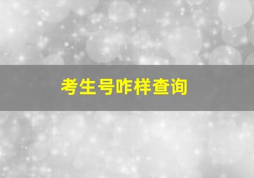 考生号咋样查询