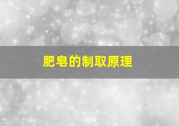 肥皂的制取原理