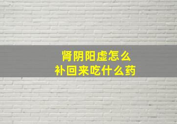 肾阴阳虚怎么补回来吃什么药