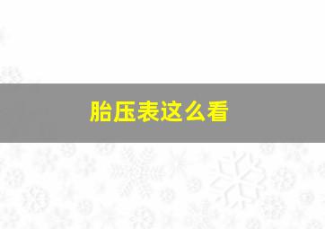 胎压表这么看