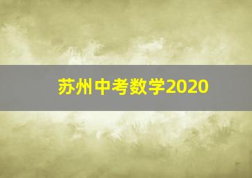 苏州中考数学2020