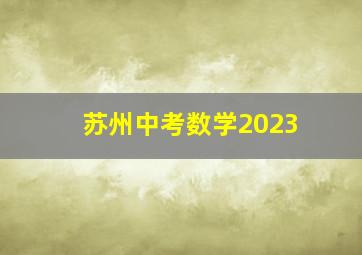 苏州中考数学2023