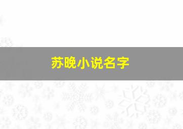 苏晚小说名字