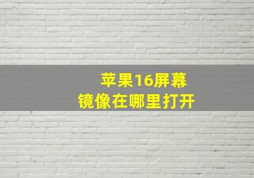 苹果16屏幕镜像在哪里打开