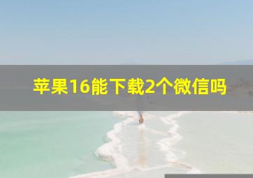 苹果16能下载2个微信吗