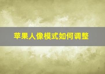 苹果人像模式如何调整