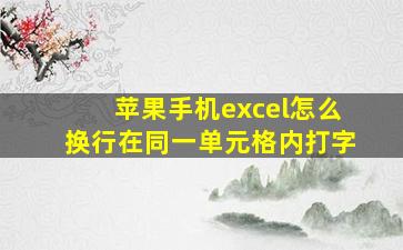 苹果手机excel怎么换行在同一单元格内打字