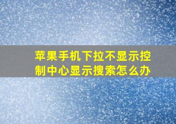 苹果手机下拉不显示控制中心显示搜索怎么办