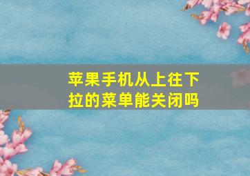 苹果手机从上往下拉的菜单能关闭吗