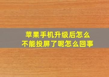 苹果手机升级后怎么不能投屏了呢怎么回事