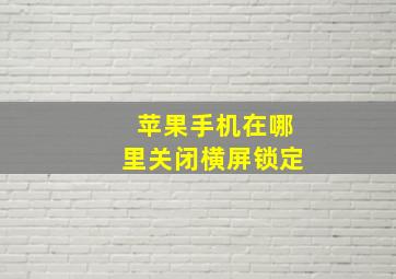 苹果手机在哪里关闭横屏锁定