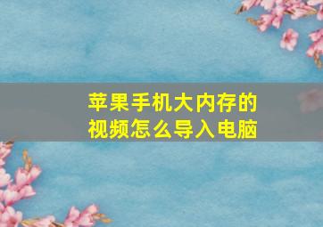 苹果手机大内存的视频怎么导入电脑