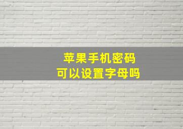 苹果手机密码可以设置字母吗