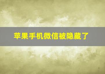 苹果手机微信被隐藏了