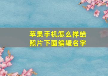 苹果手机怎么样给照片下面编辑名字