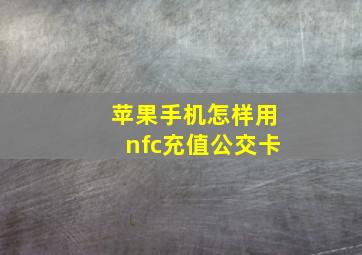 苹果手机怎样用nfc充值公交卡